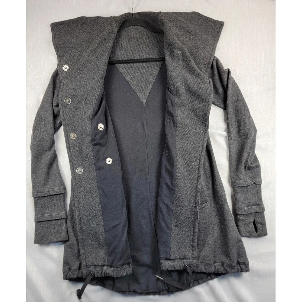 Lululemon Gratitude Wrap Sweater Jacket Women 4 Charcoal Gray Thumbhole Sleeve - Picture 2 of 6